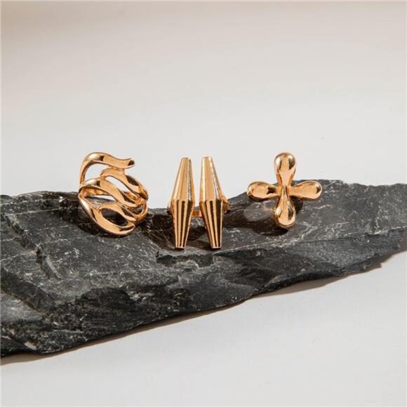 ✨ Chunky Stackable Rings Set | Adjustable Silver & Gold Vintage Style Jewelry - Picture 3 of 5